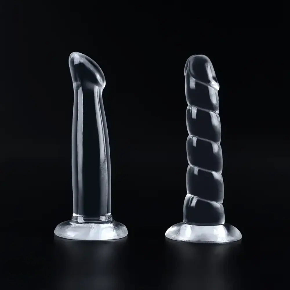 Clear ribbed PVC fantasy dildo with suction cup base, photo 1
