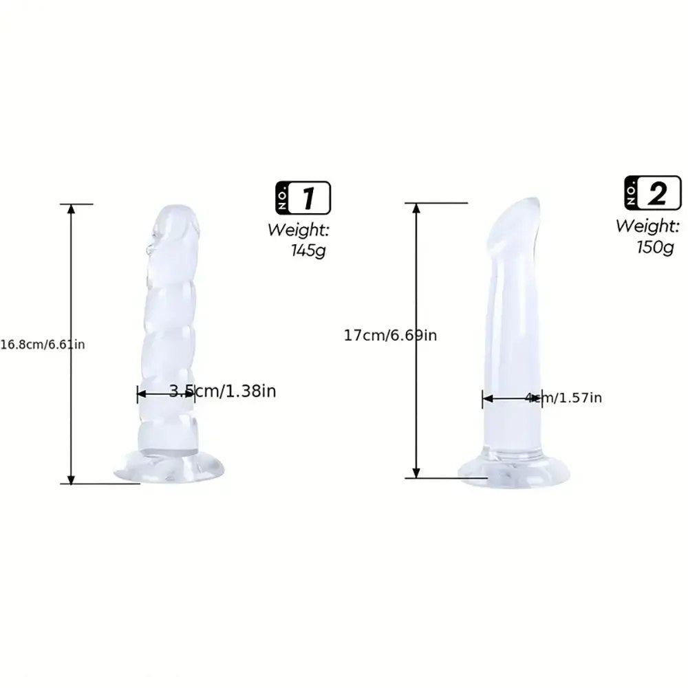Clear ribbed PVC fantasy dildo with suction cup base, photo 7