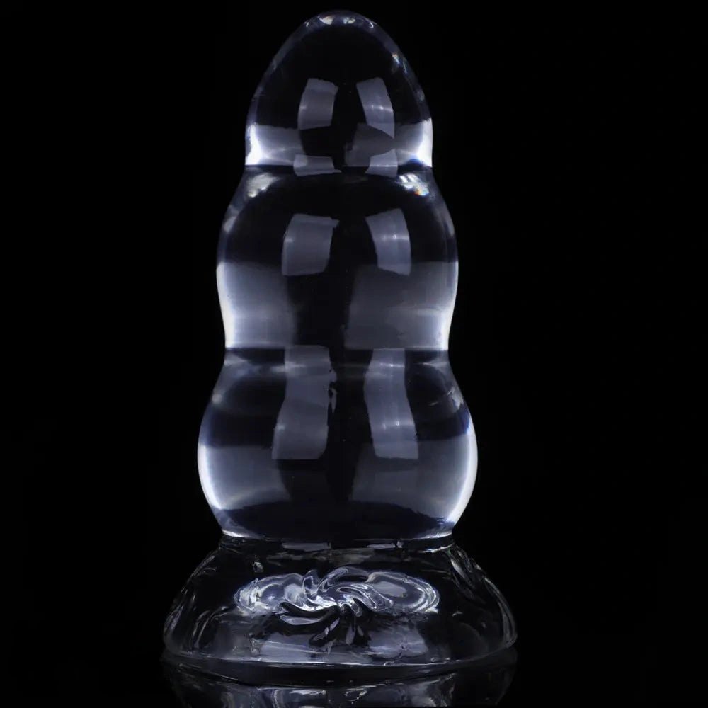 Clear ribbed TPE suction cup dildo, photo 1