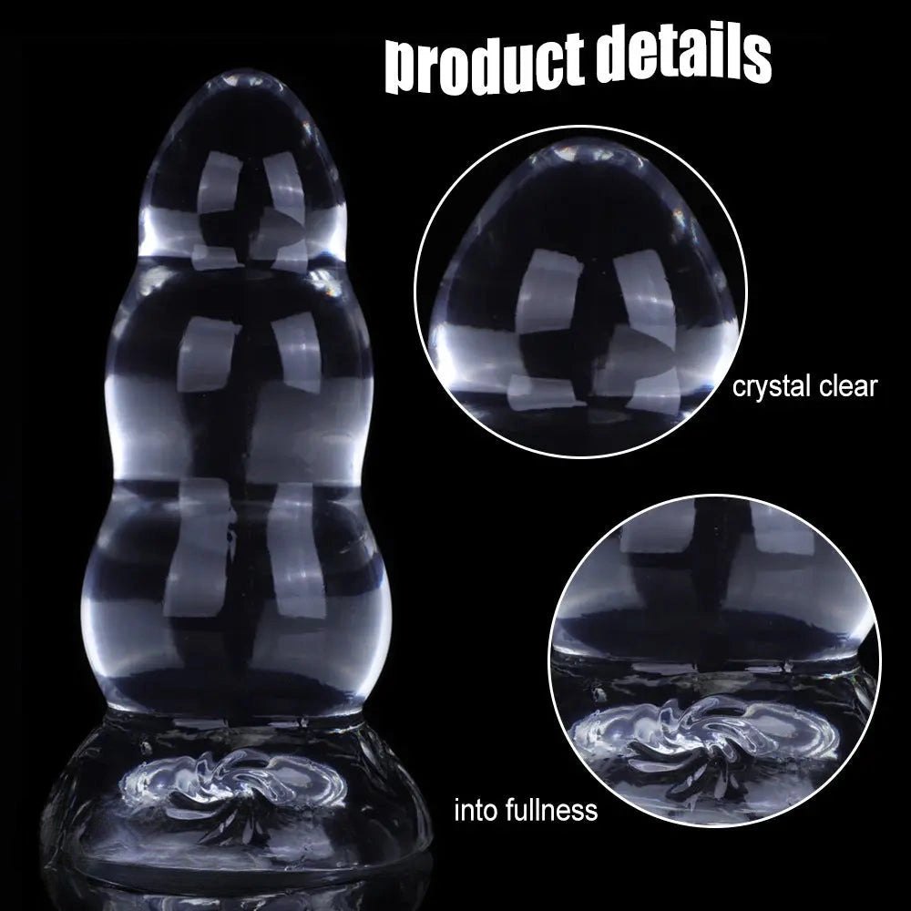Clear ribbed TPE suction cup dildo, photo 5