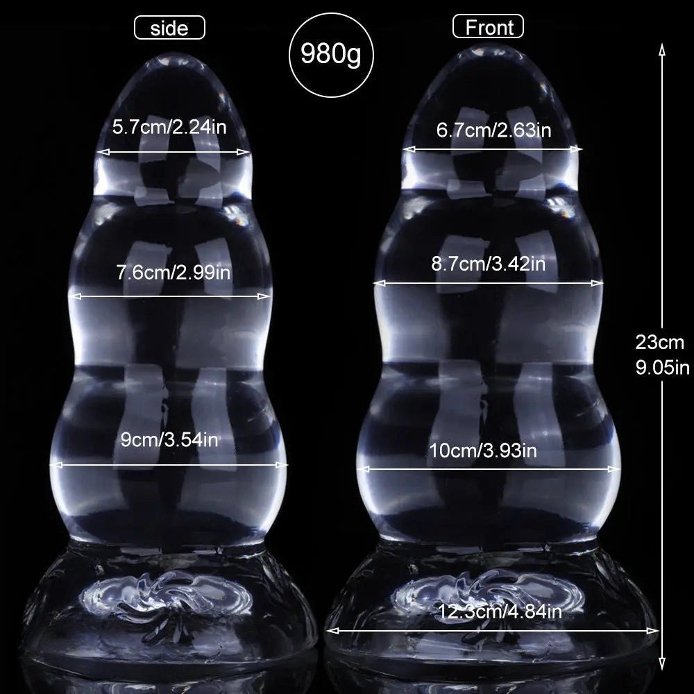 Clear ribbed TPE suction cup dildo, photo 7