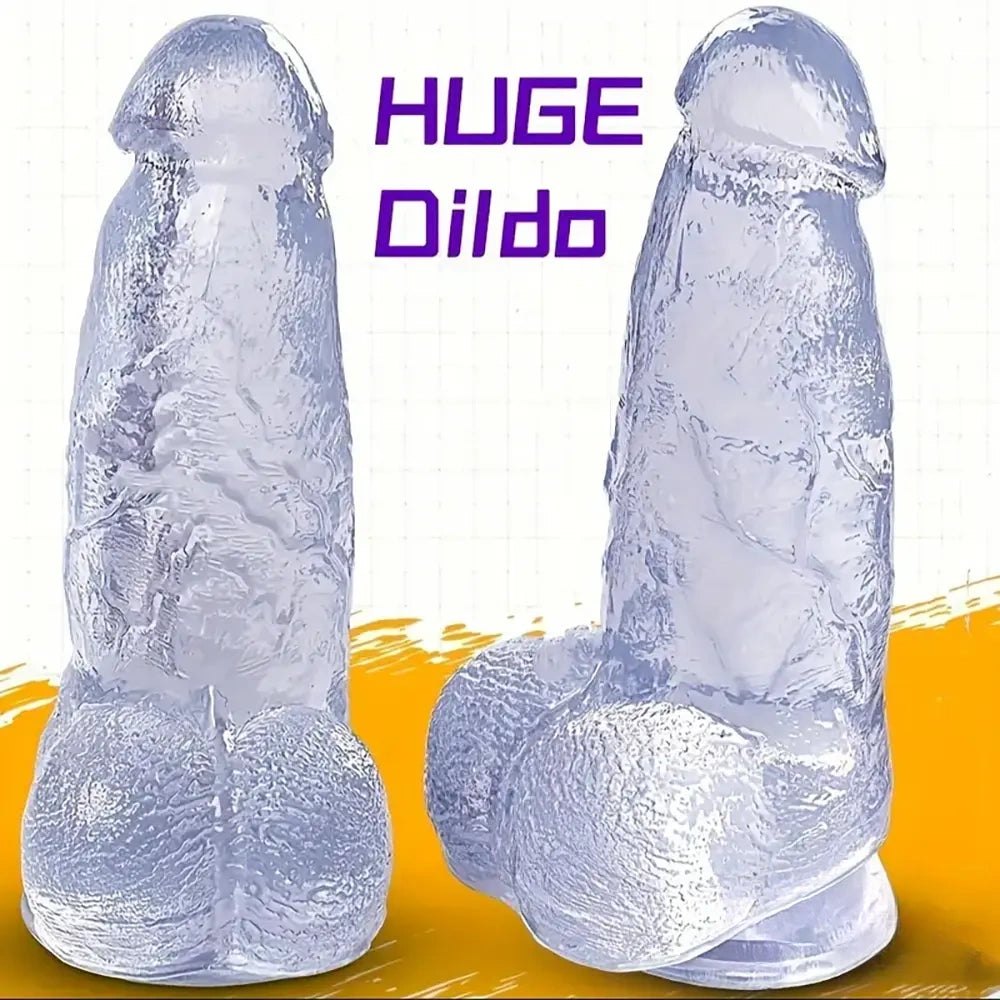 Clear rubber realistic dildo suction base, photo 1