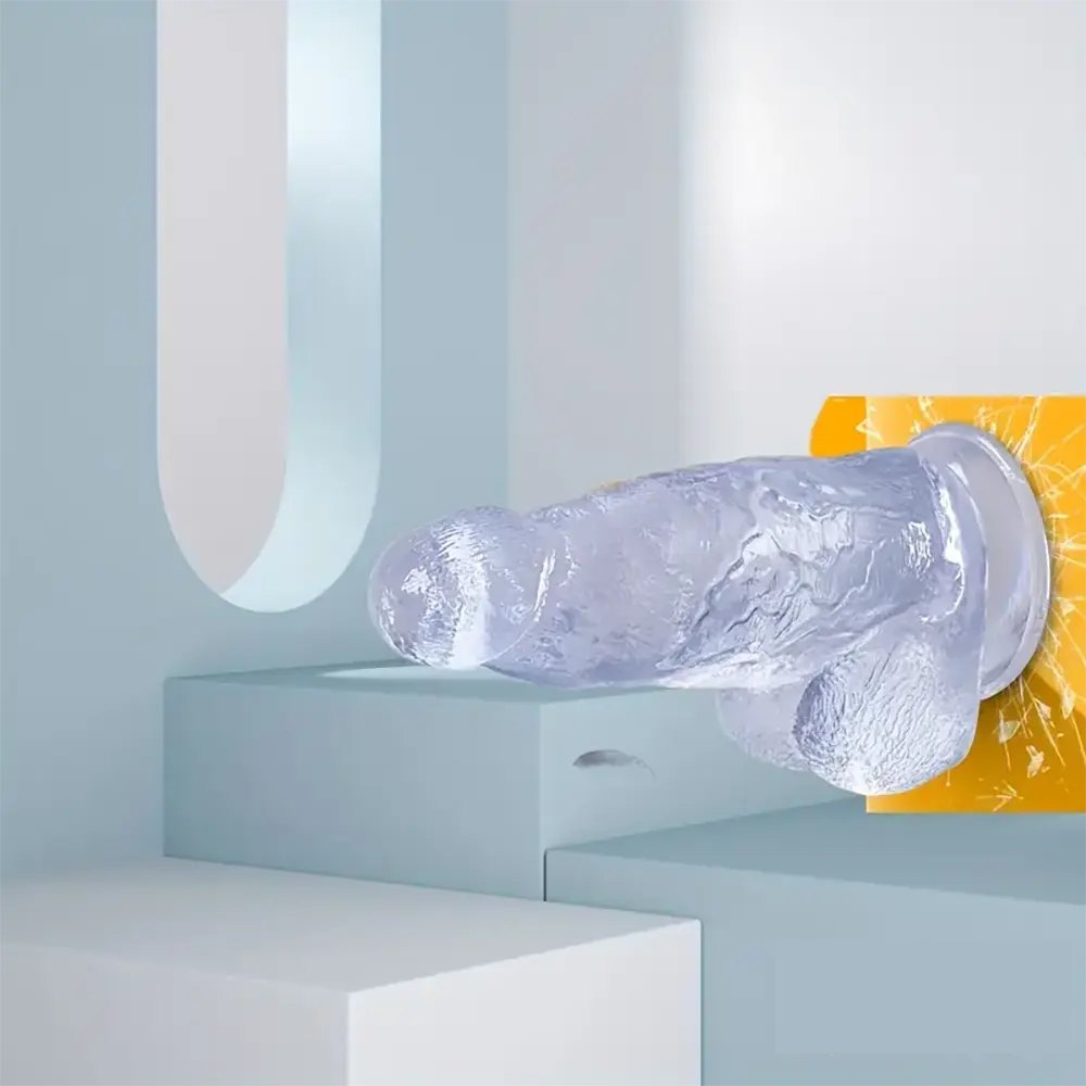 Clear rubber realistic dildo suction base, photo 3