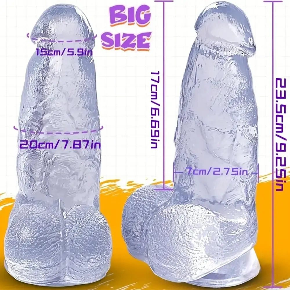 Clear rubber realistic dildo suction base, photo 4