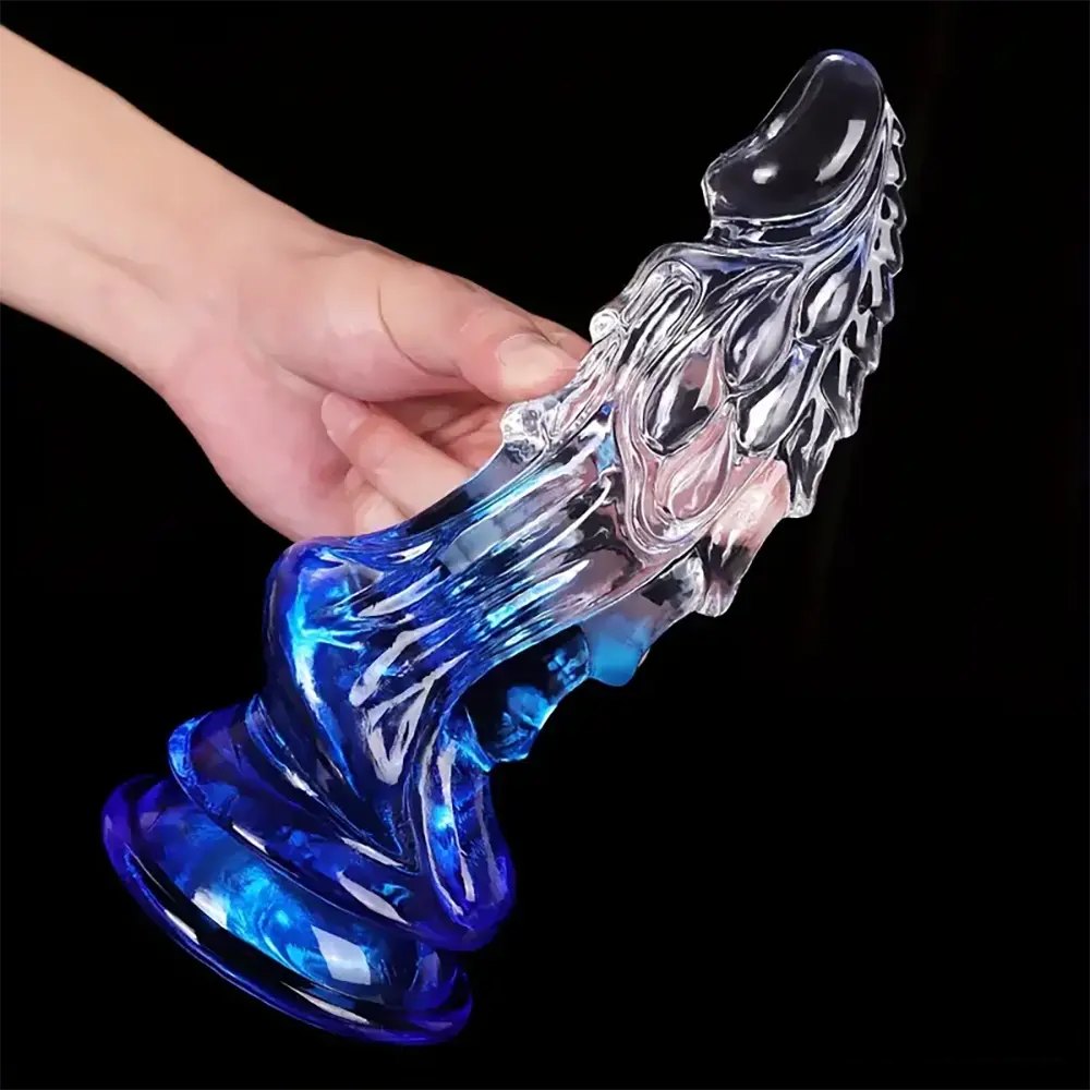 Clear spiked fantasy novelty dildo, photo 13