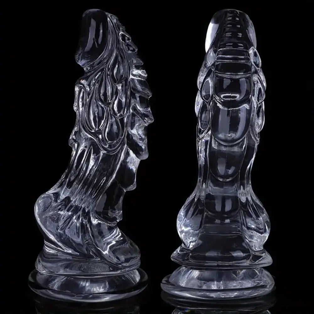 Clear spiked fantasy novelty dildo, photo 2