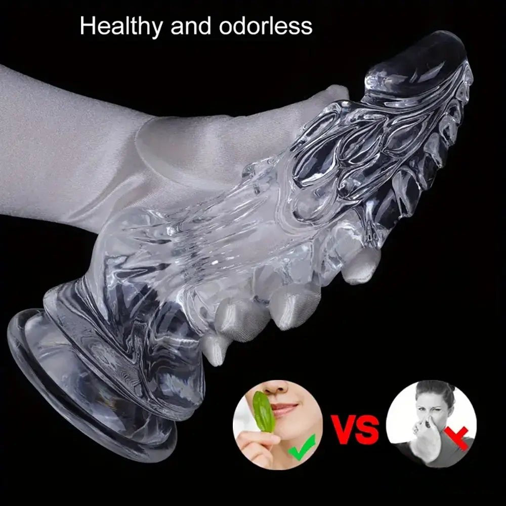 Clear spiked fantasy novelty dildo, photo 3