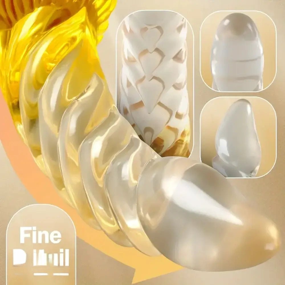 Yellow spiral fantasy dildo, photo 4