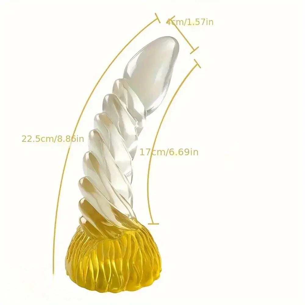 Yellow spiral fantasy dildo, photo 6