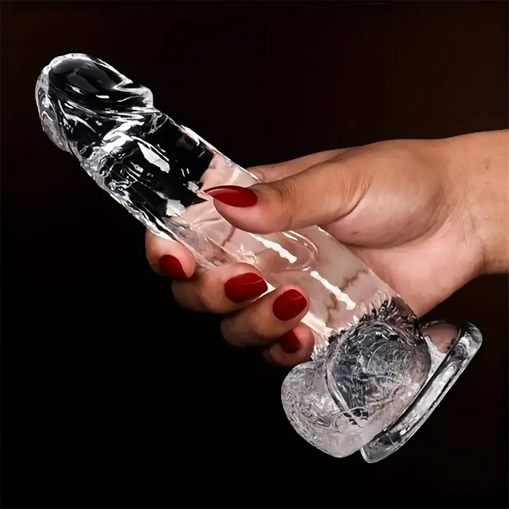 Clear realistic suction cup dildo, photo 7