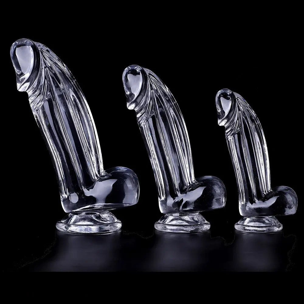 Clear textured realistic suction cup dildo, photo 1