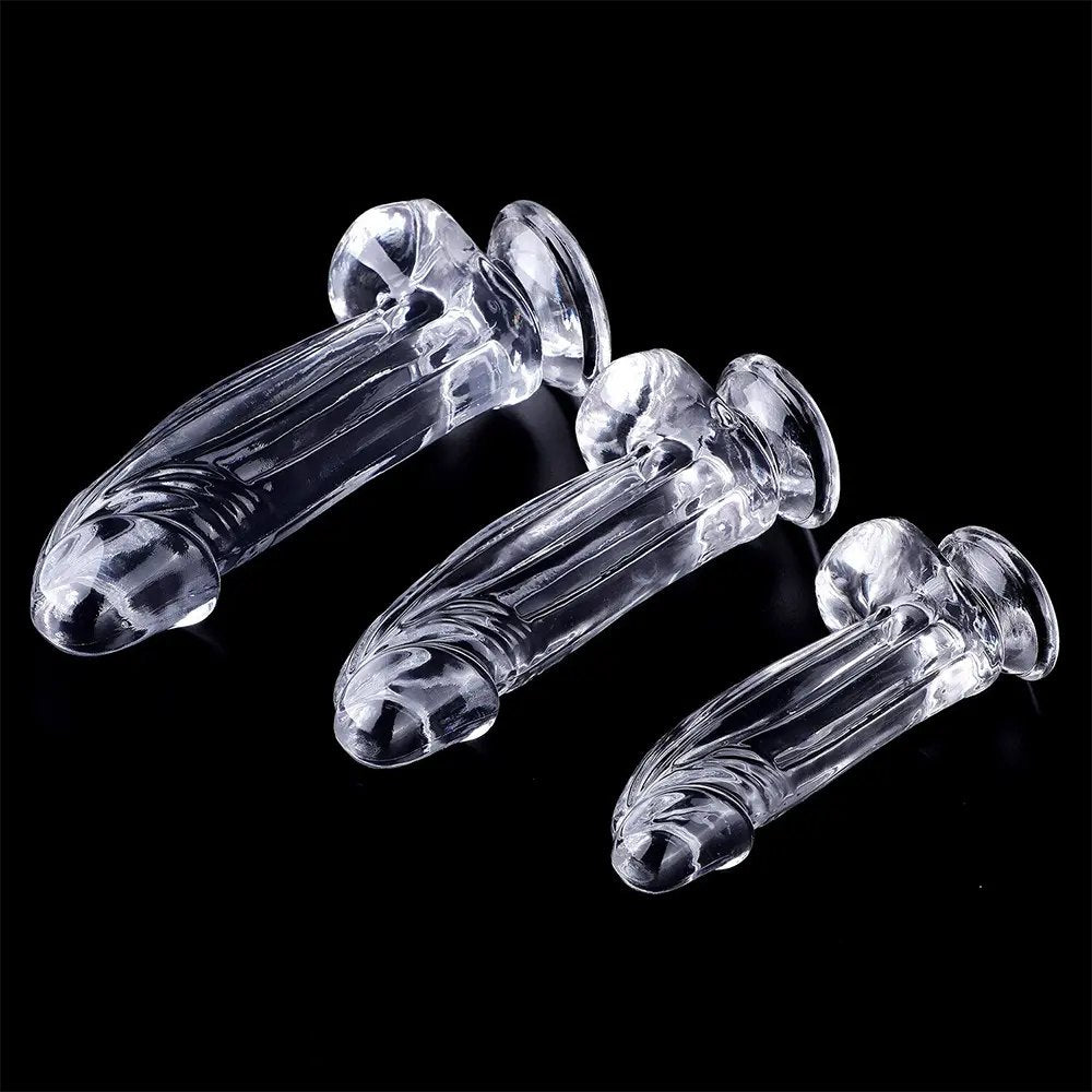 Clear textured realistic suction cup dildo, photo 10