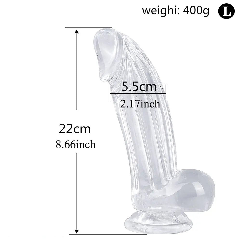 Clear textured realistic suction cup dildo, photo 11
