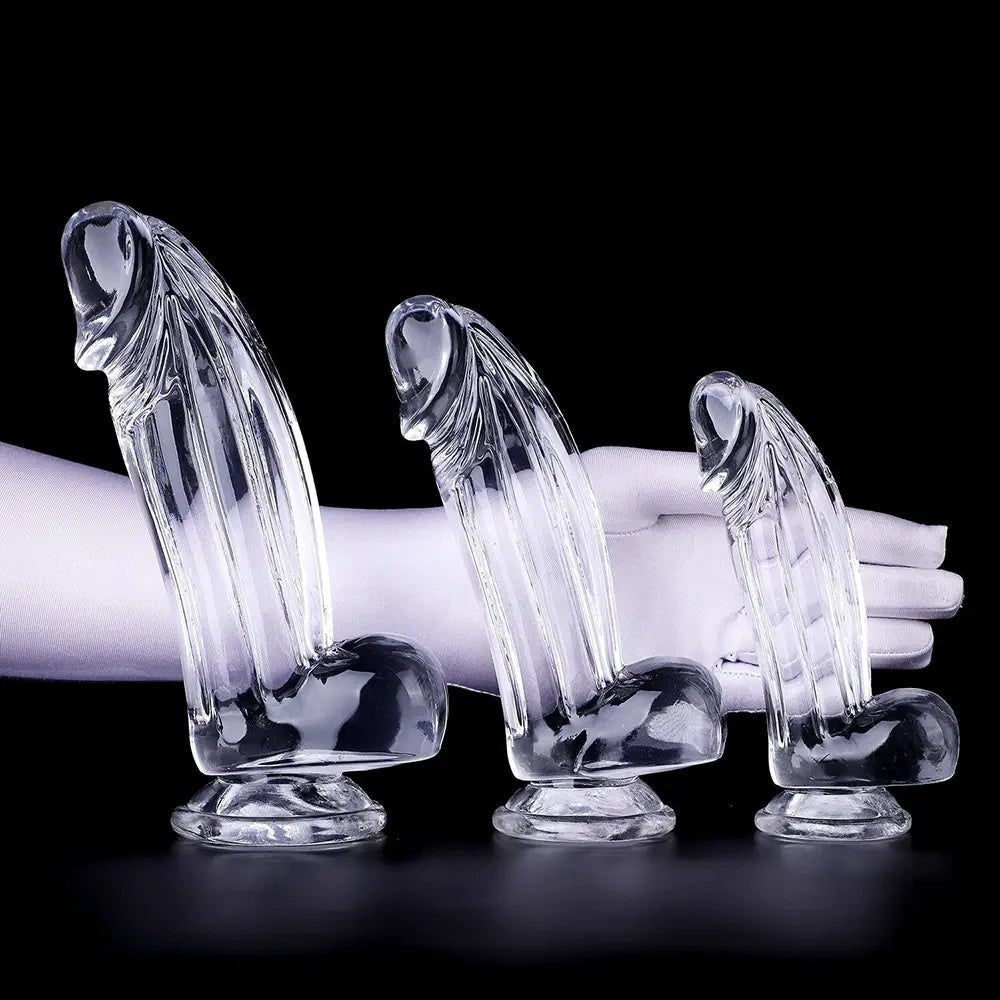 Clear textured realistic suction cup dildo, photo 2