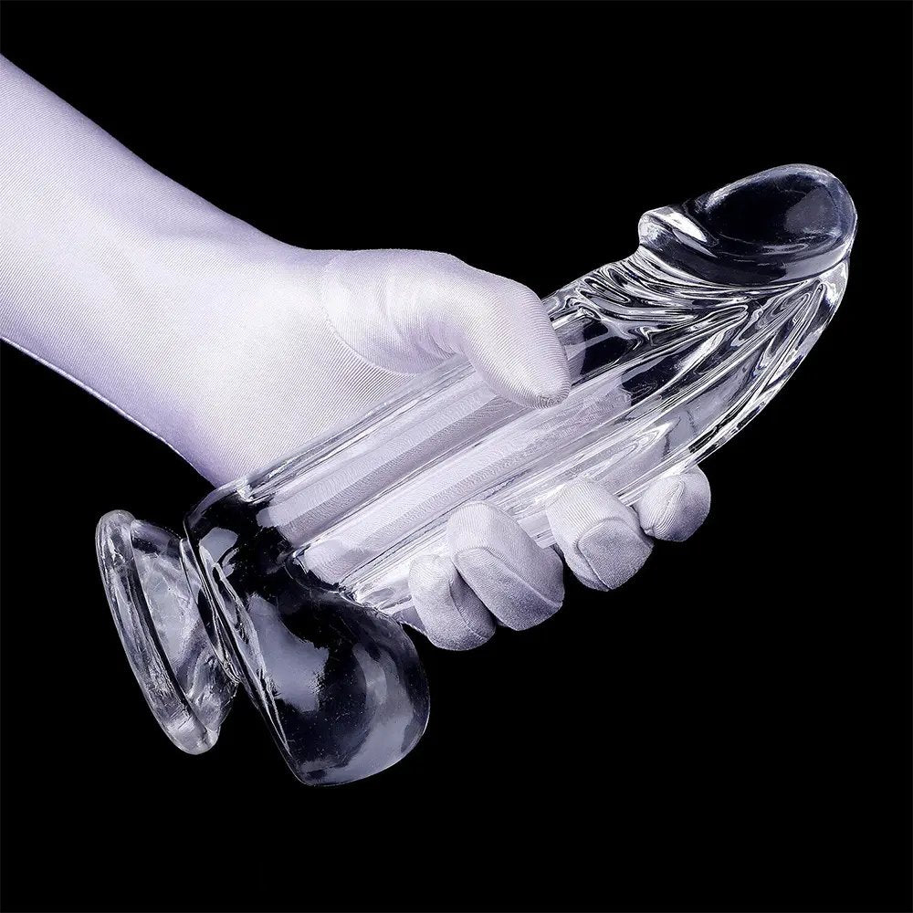 Clear textured realistic suction cup dildo, photo 3
