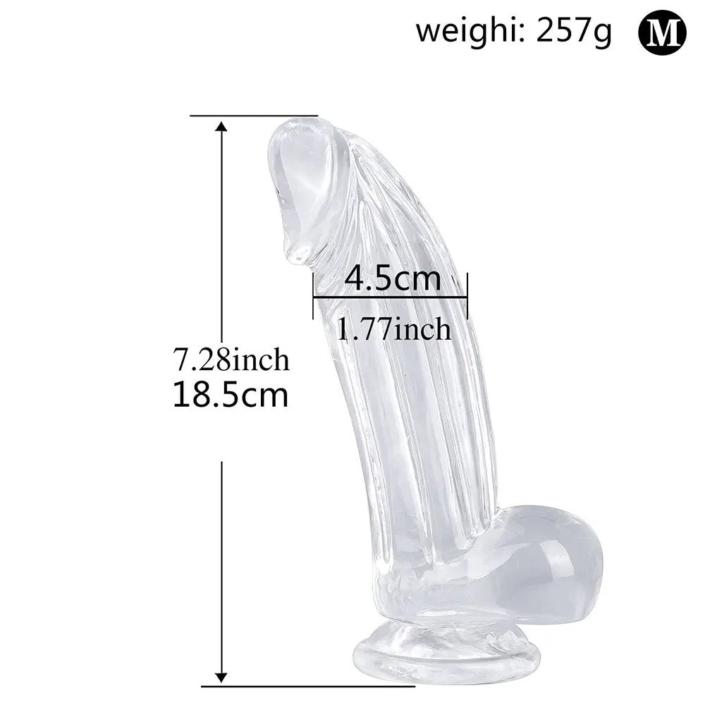 Clear textured realistic suction cup dildo, photo 6