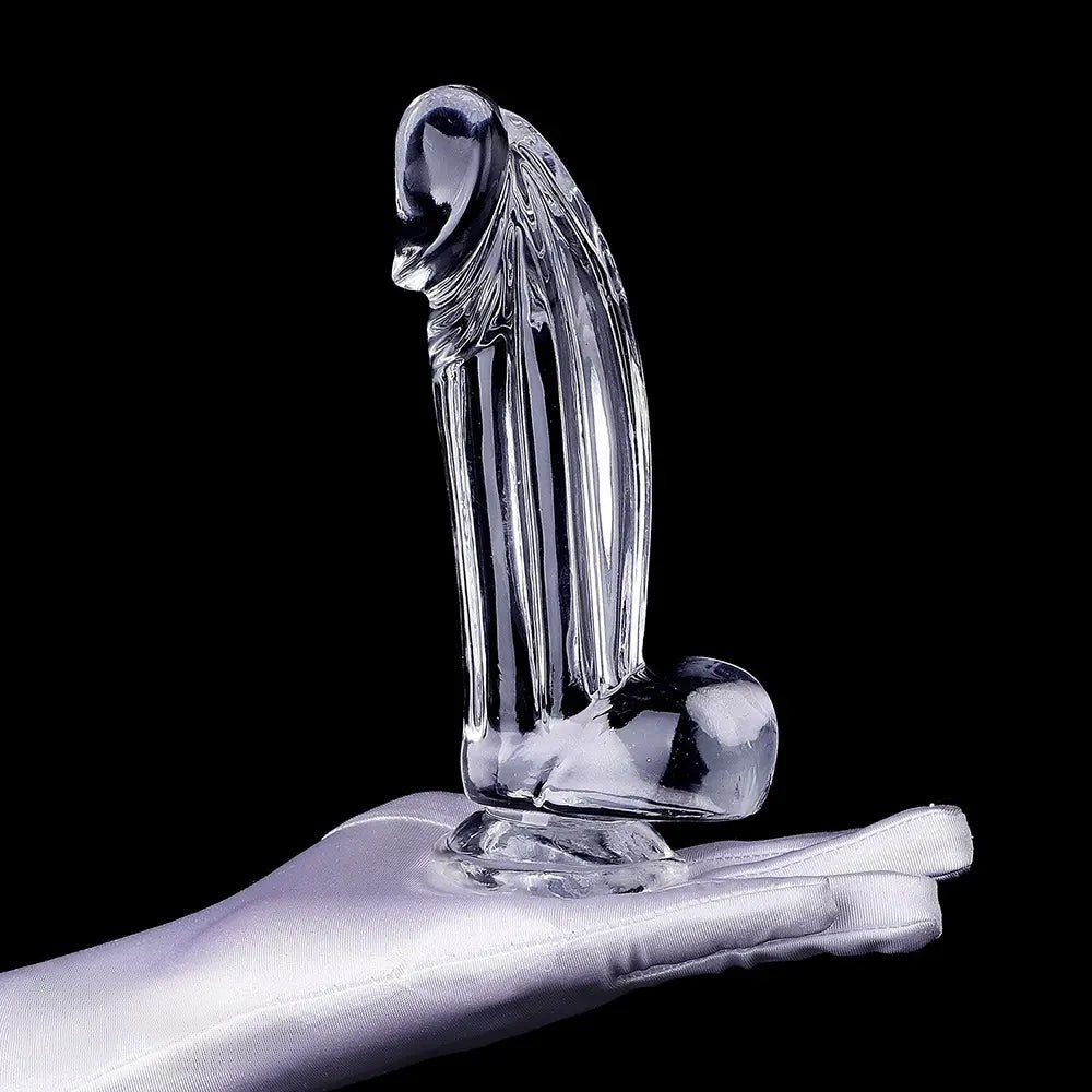 Clear textured realistic suction cup dildo, photo 9