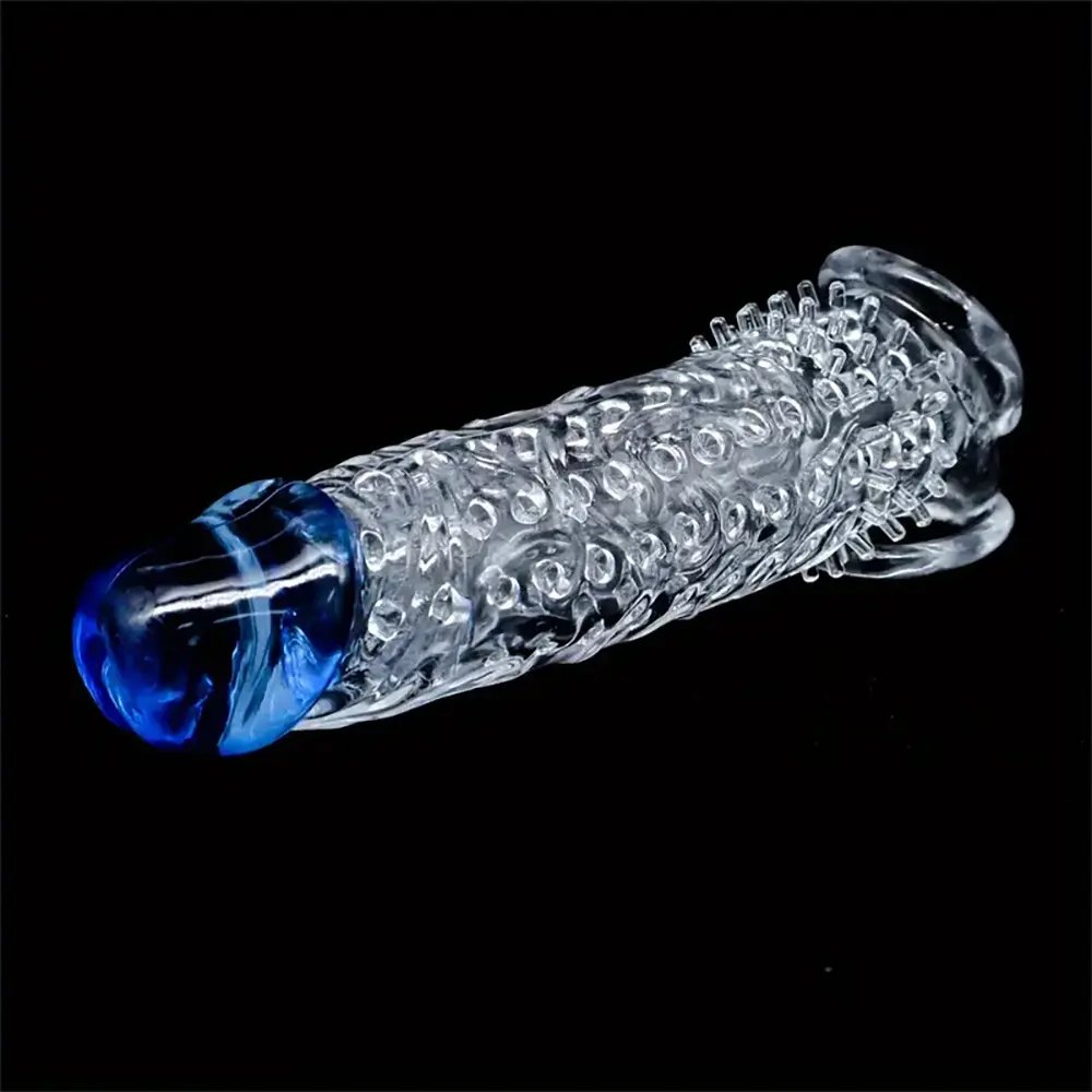 Blue clear textured penis sleeve