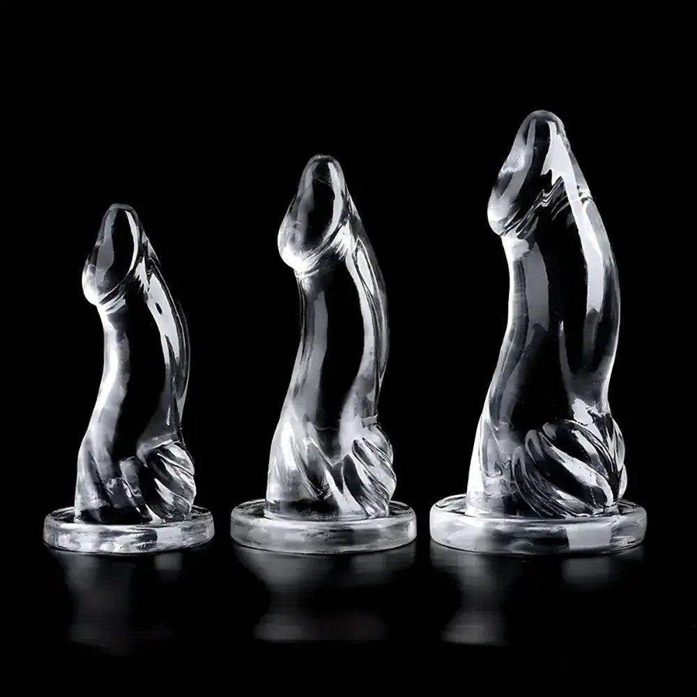 Clear TPE realistic dildo with suction cup base, photo 1