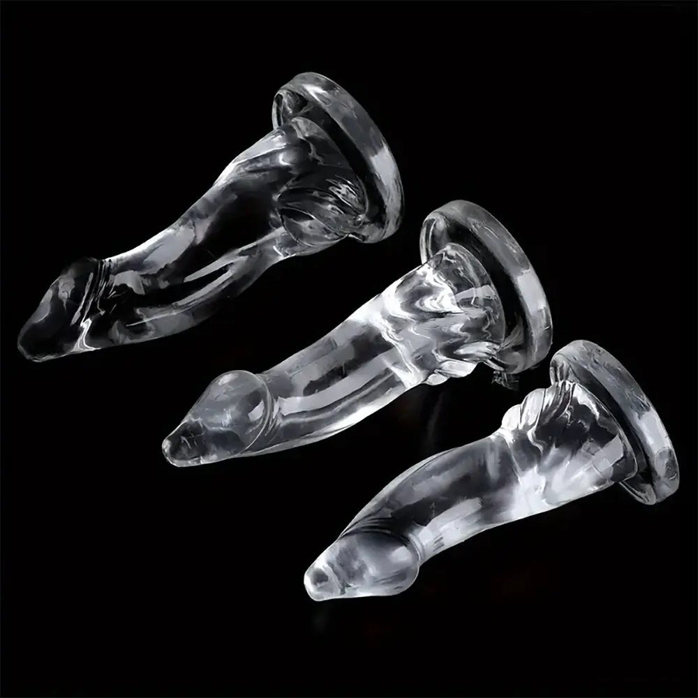 Clear TPE realistic dildo with suction cup base, photo 3