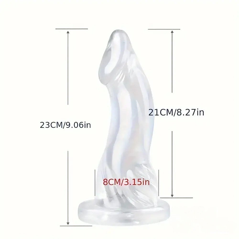 Clear TPE realistic dildo with suction cup base, photo 4
