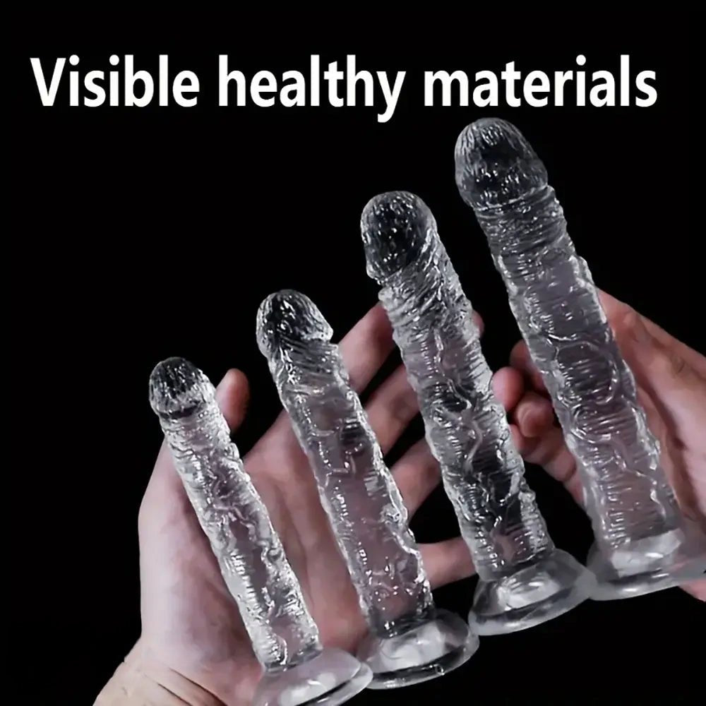 Clear tpe ridged realistic dildo, photo 1