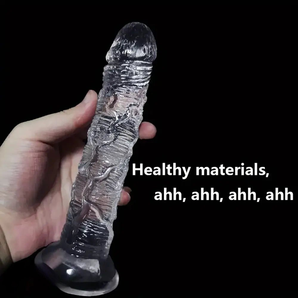 Clear tpe ridged realistic dildo, photo 4