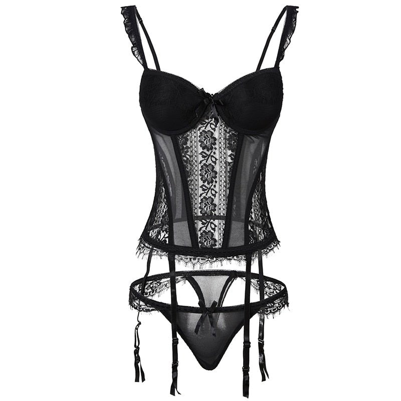 Clementine lace corset set with garter, photo 2