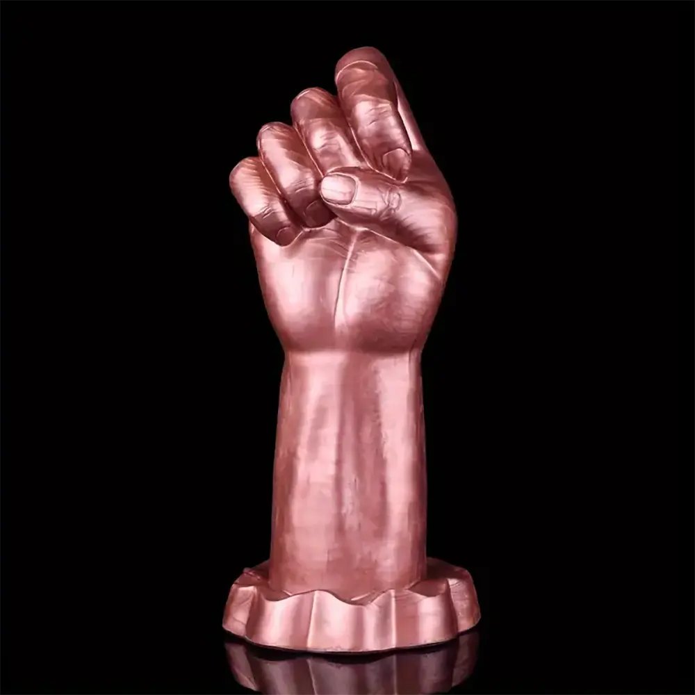 Metallic brown clenched fist fantasy dildo, photo 1