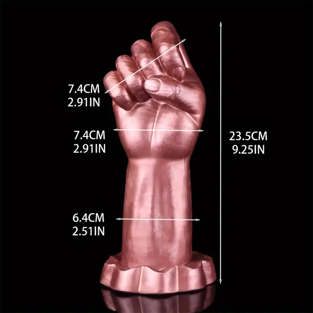 Metallic brown clenched fist fantasy dildo, photo 4