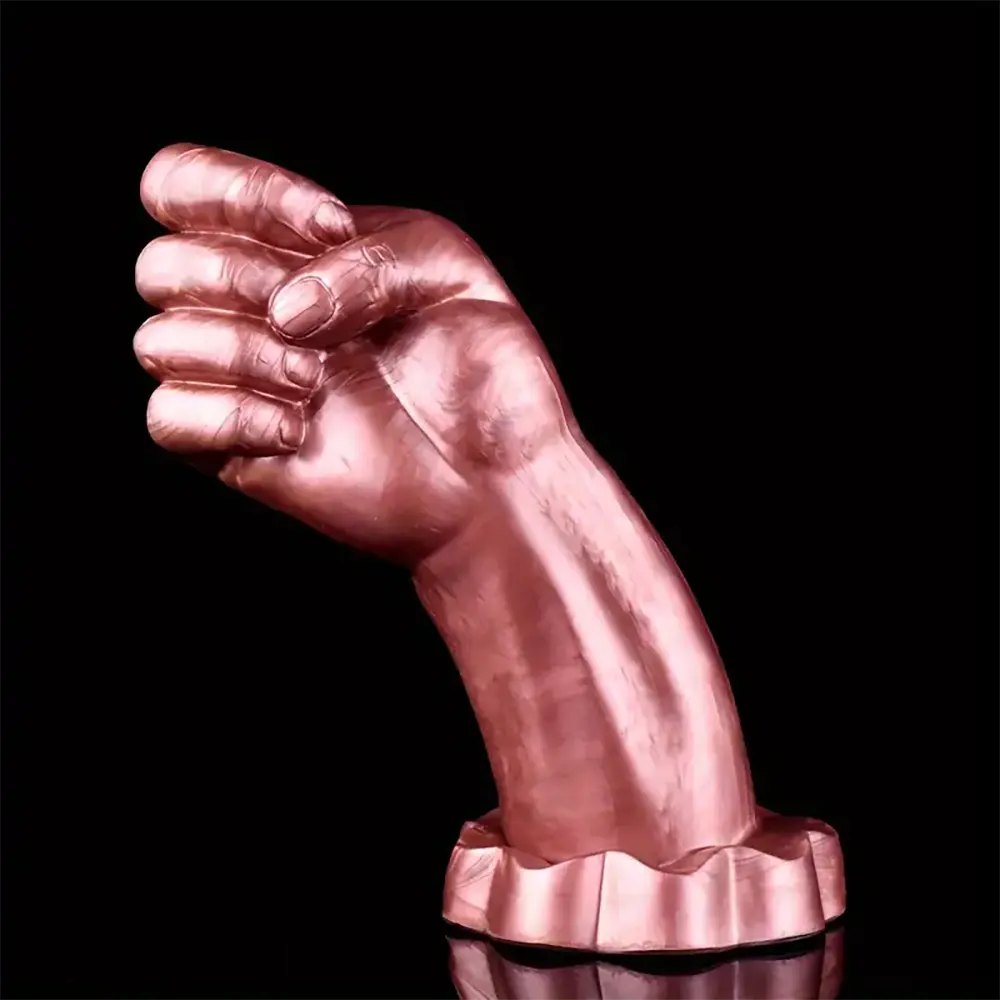 Metallic brown clenched fist fantasy dildo, photo 5