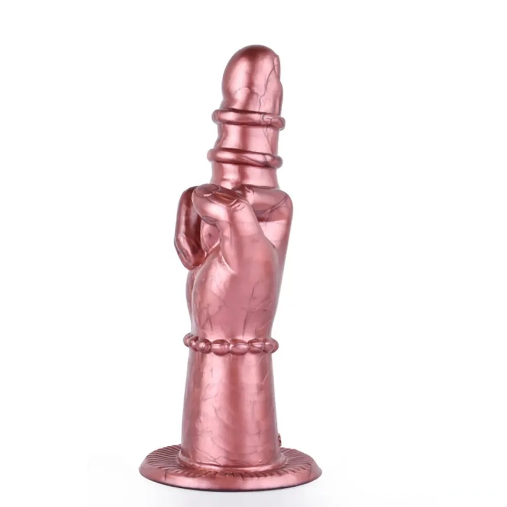 Pink clenched fist silicone dildo, photo 3