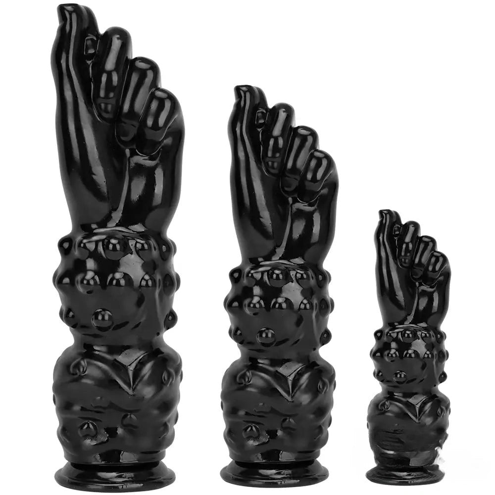 Black PVC clenched fist dildo, photo 1