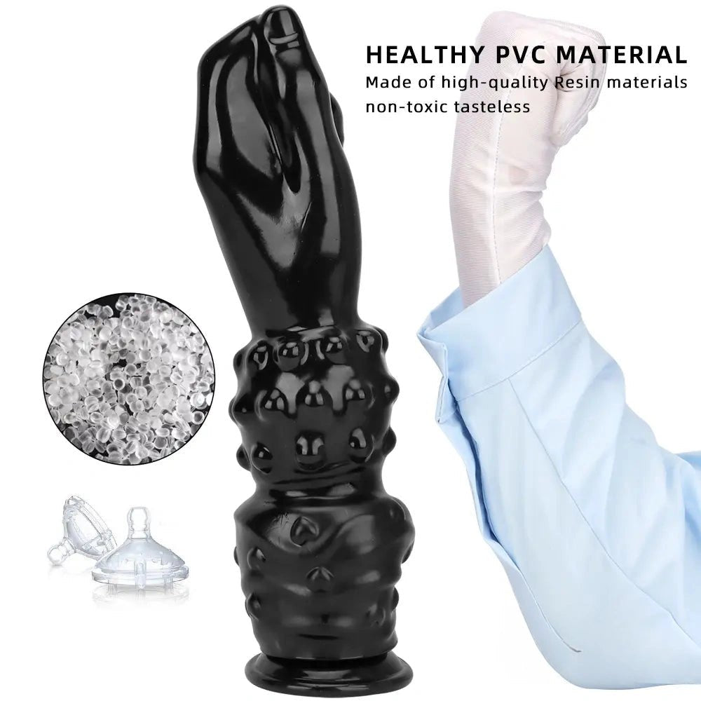 Black PVC clenched fist dildo, photo 2