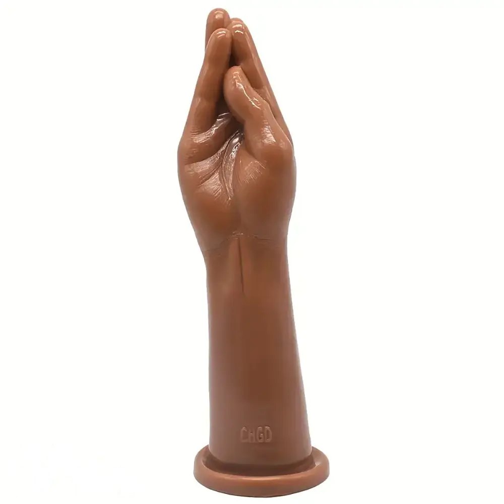 Brown clenched fist pvc fisting dildo