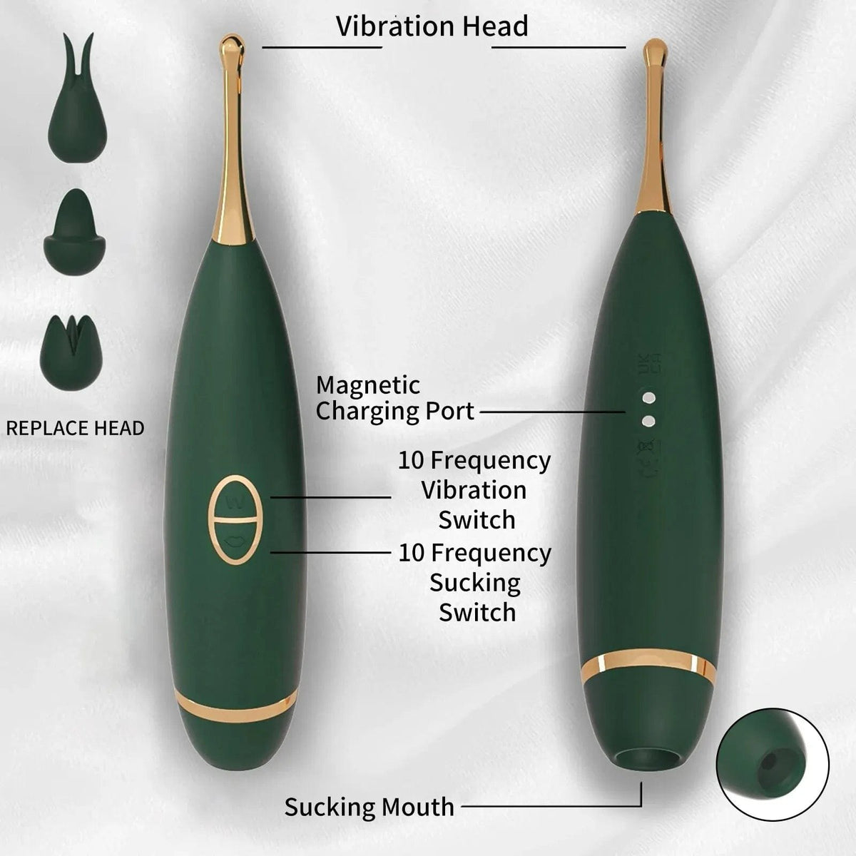 Clitoral suction vibrator pen with flower-tip head, photo 3