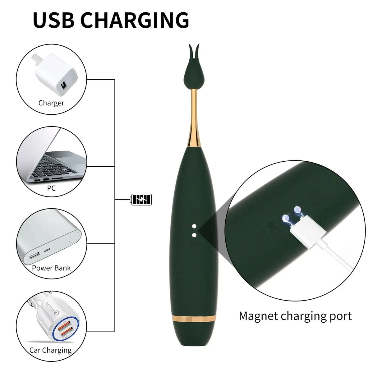 Clitoral suction vibrator pen with flower-tip head, photo 5