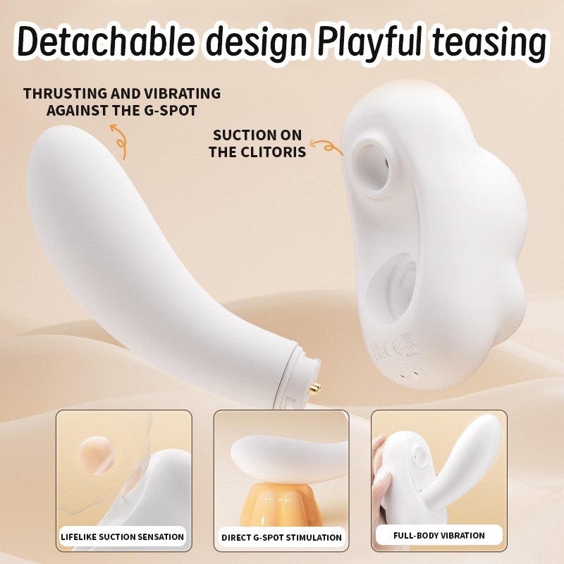 White cloud-shaped clitoral suction vibrator, photo 2
