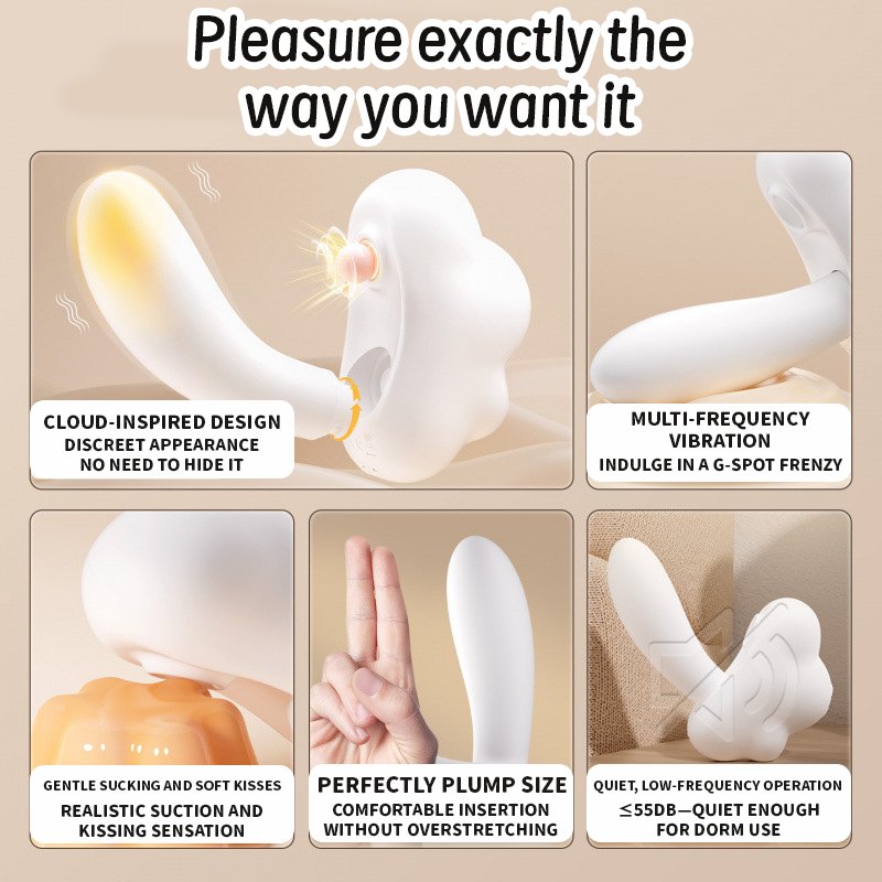 White cloud-shaped clitoral suction vibrator, photo 4