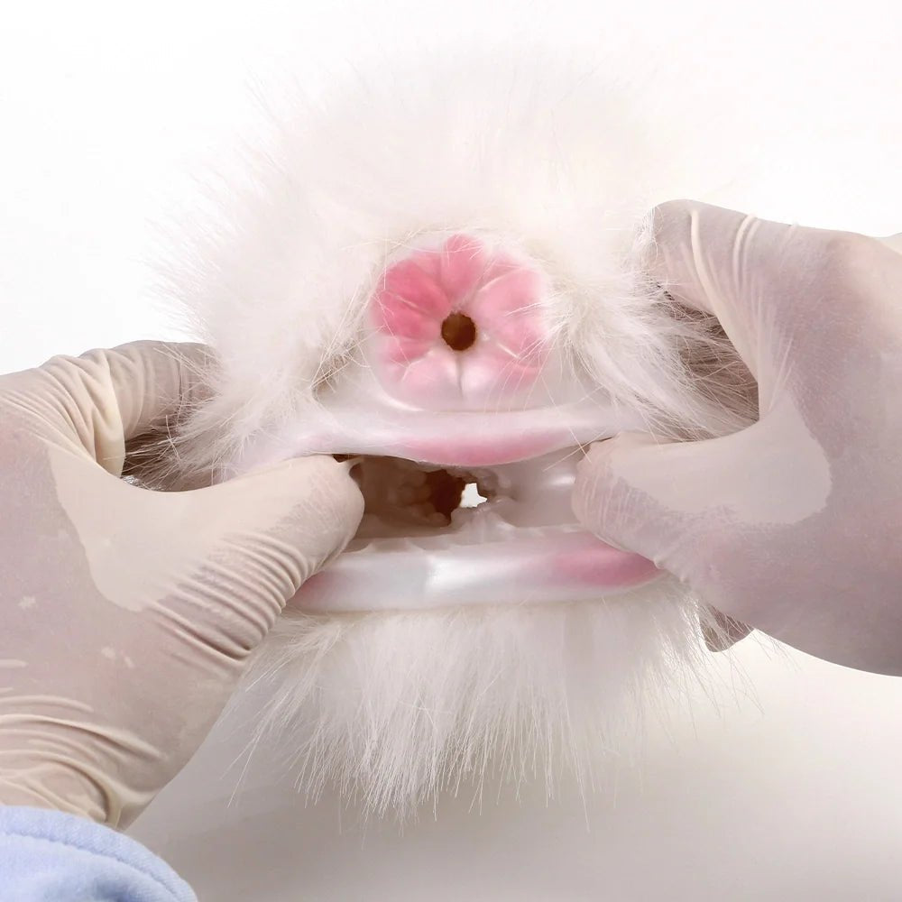 White fluffy fur dual entry masturbator, photo 3