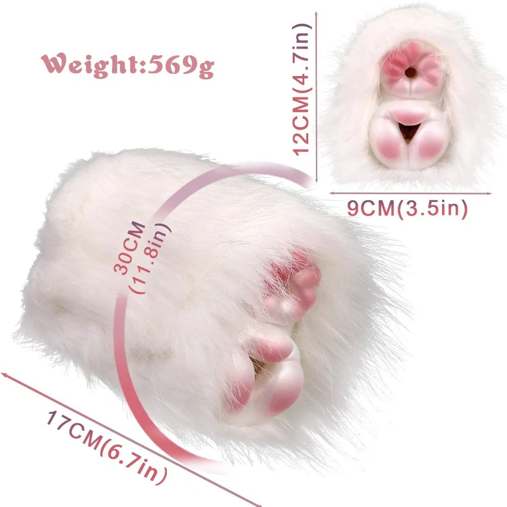 White fluffy fur dual entry masturbator, photo 9