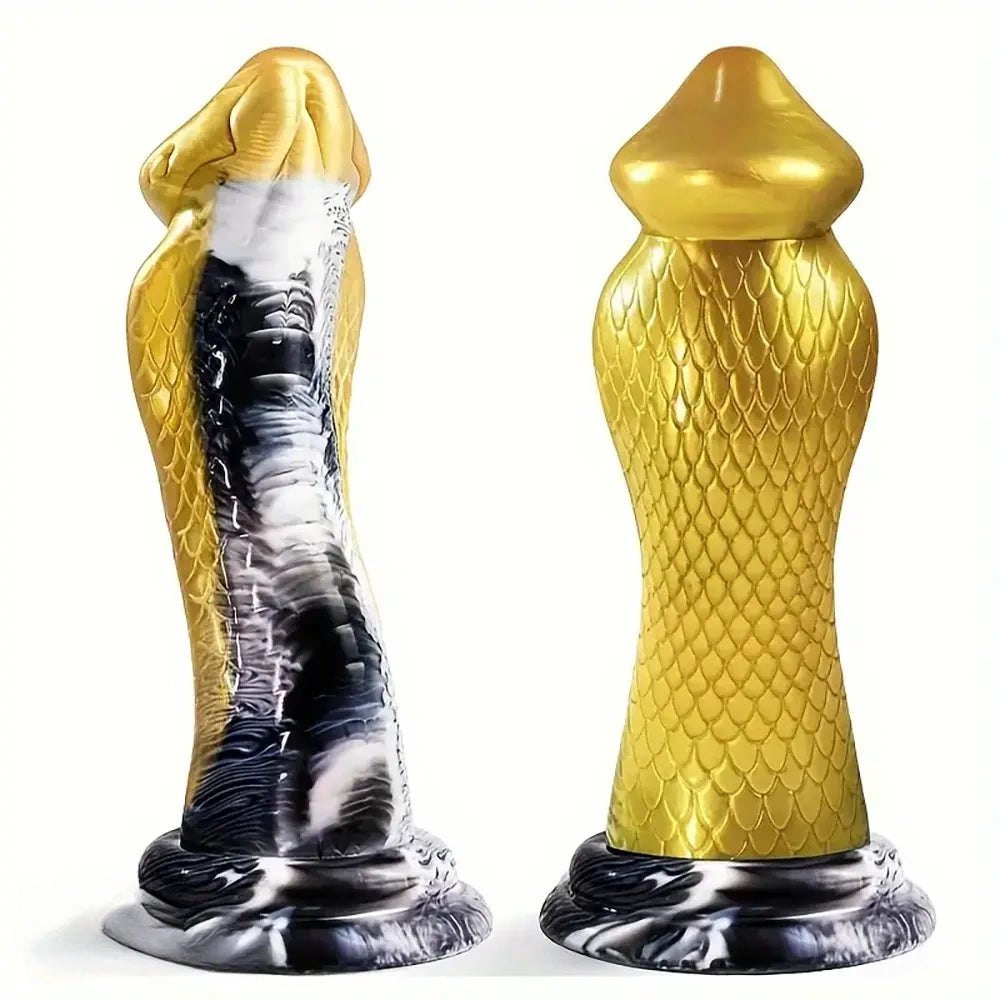 Gold and black cobra scale fantasy dildo, photo 2