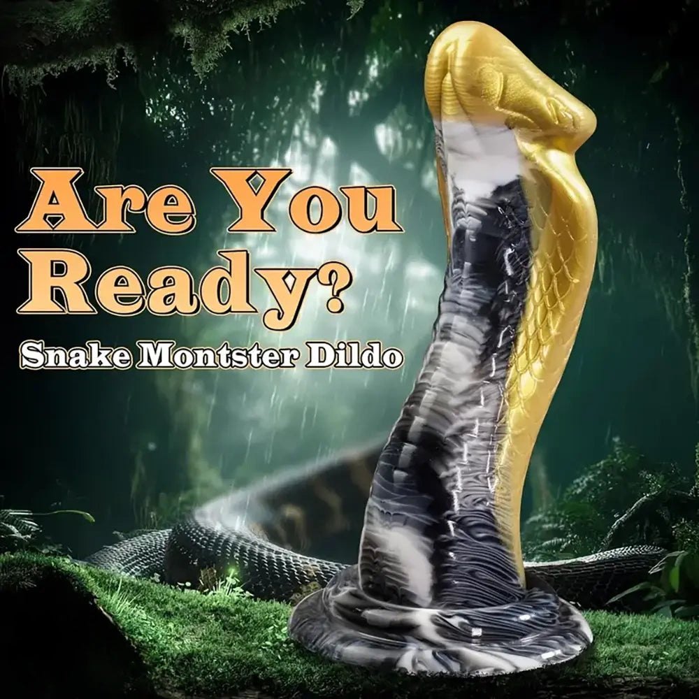 Gold and black cobra scale fantasy dildo, photo 3