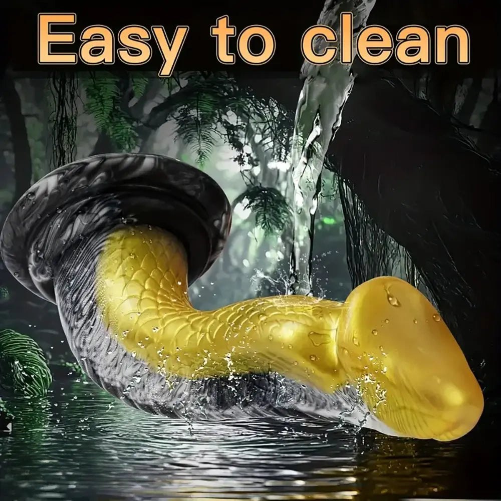 Gold and black cobra scale fantasy dildo, photo 4