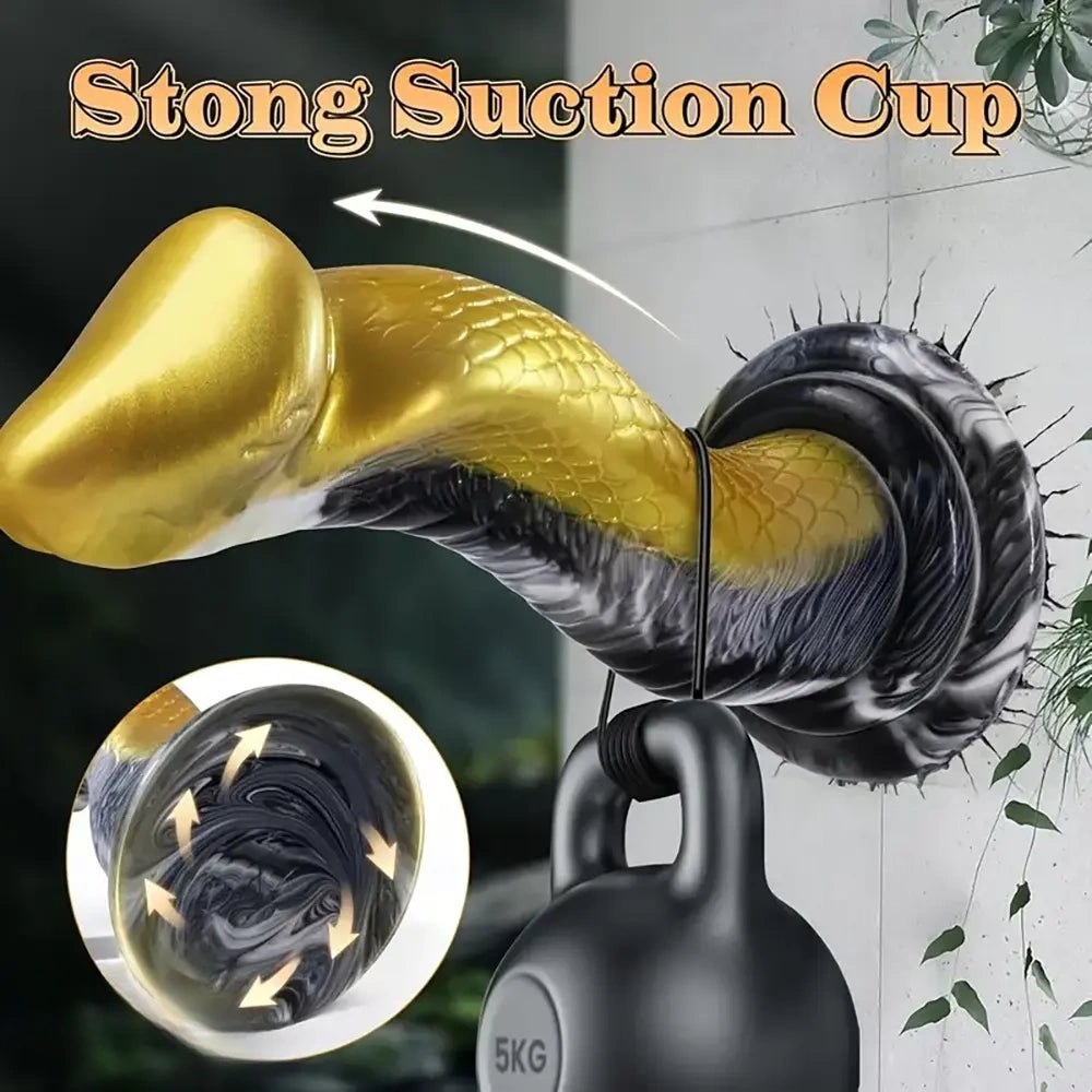 Gold and black cobra scale fantasy dildo, photo 5