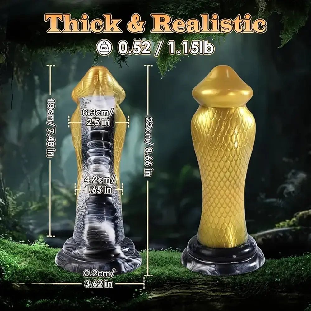 Gold and black cobra scale fantasy dildo, photo 6