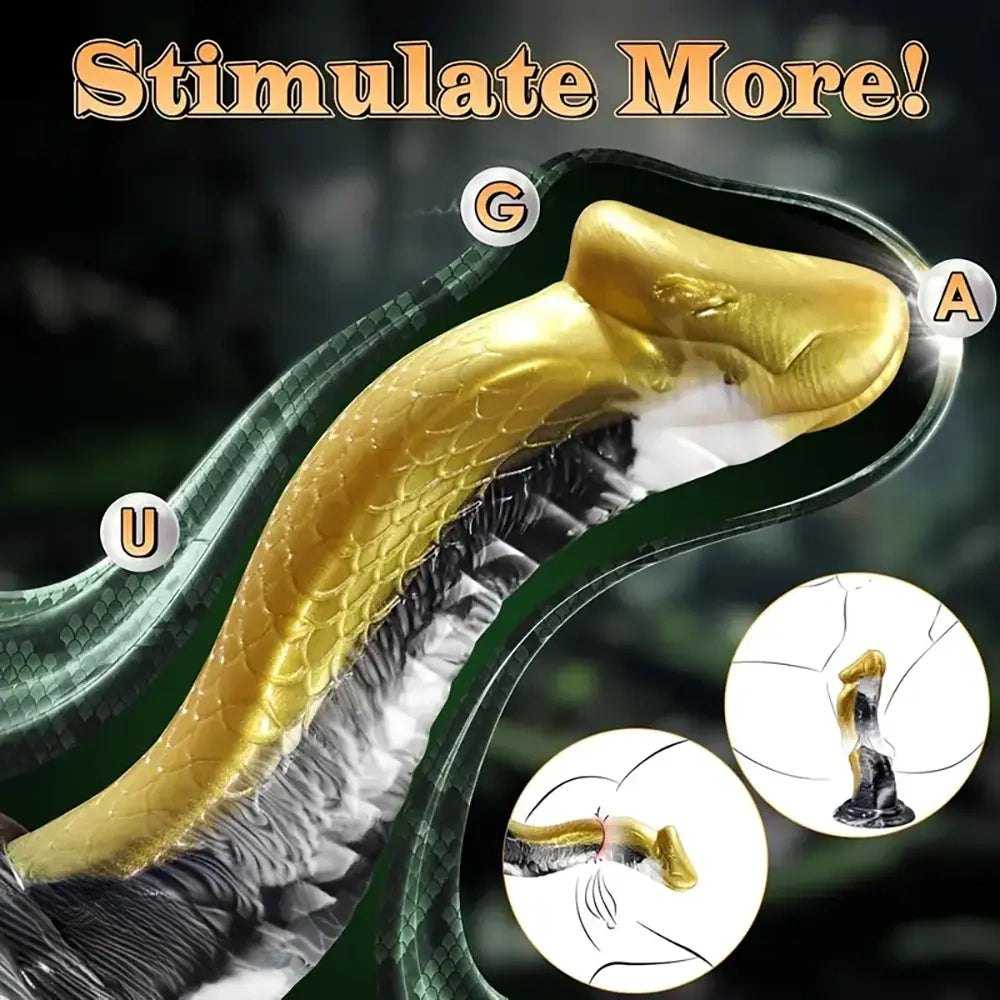 Gold and black cobra scale fantasy dildo, photo 7