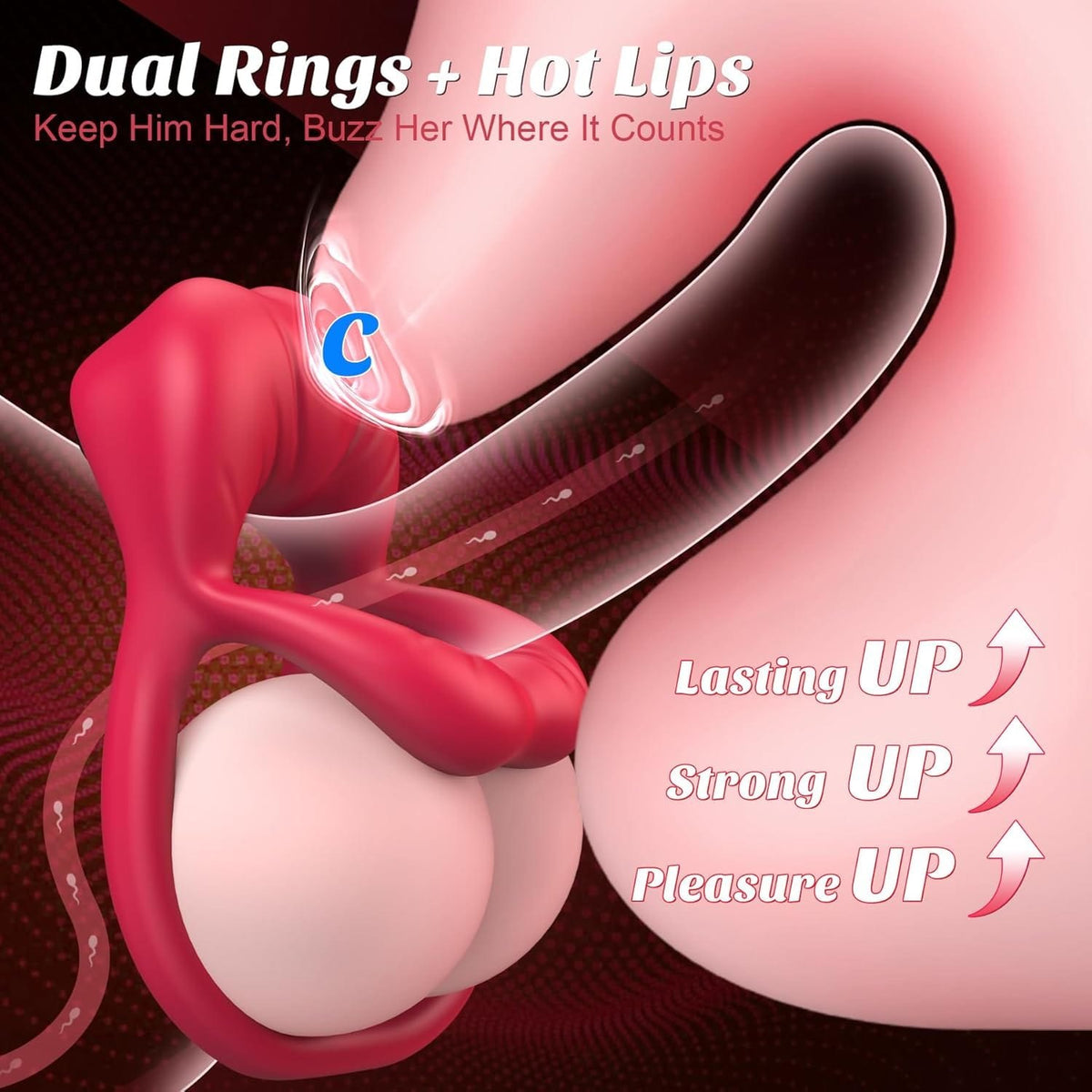 Pink rose cock ring and finger vibrator set, photo 3