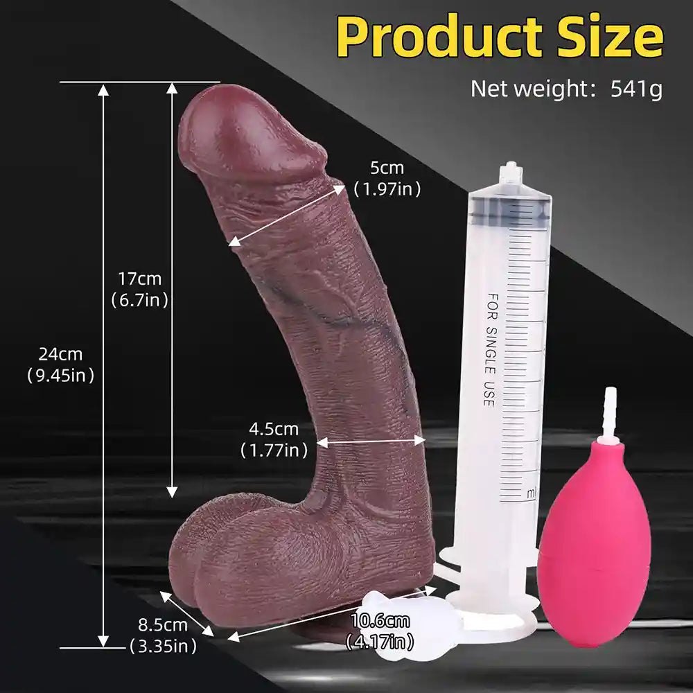 Coffee brown silicone realistic dildo with suction cup base, photo 13
