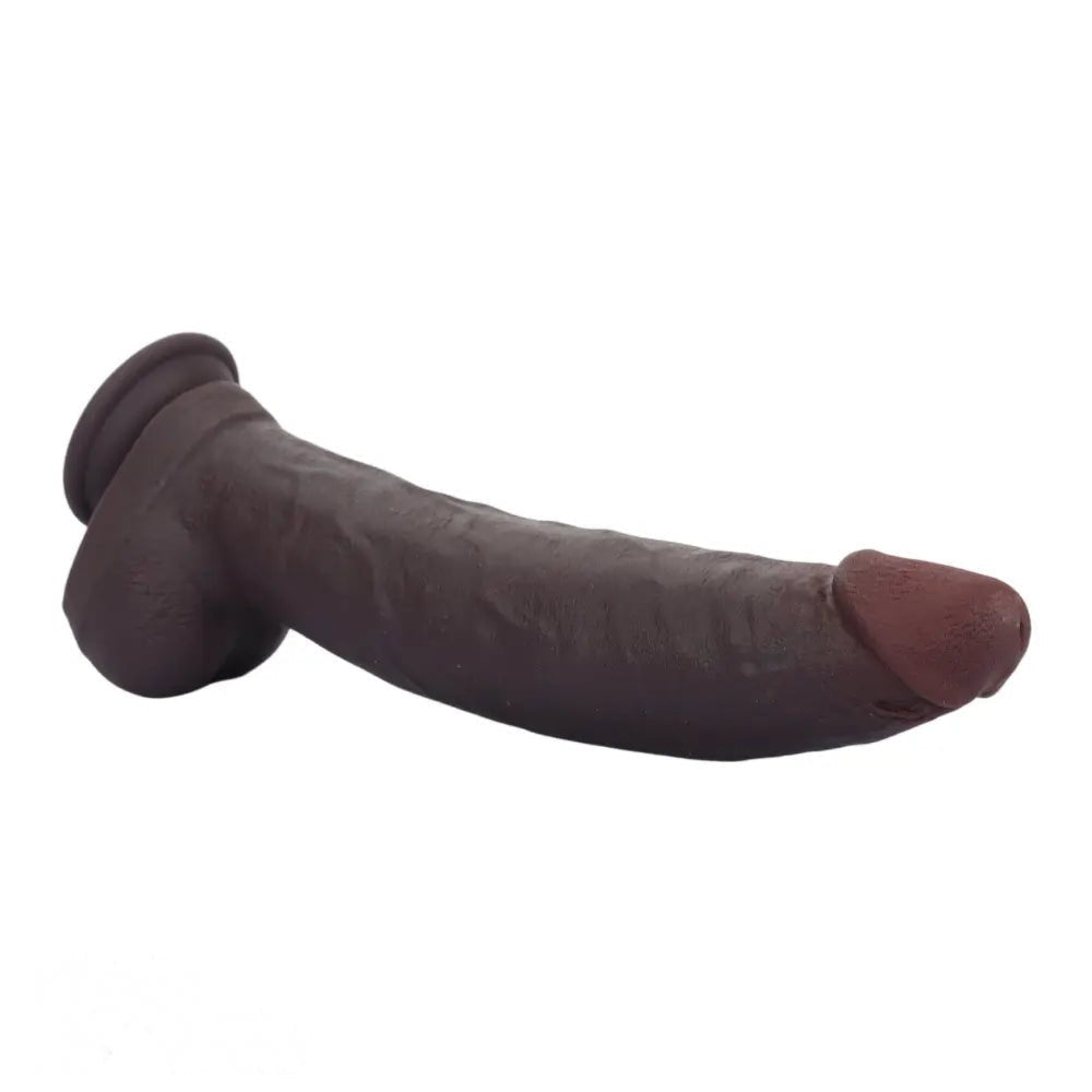 Coffee brown curved silicone dildo with suction cup base, photo 11